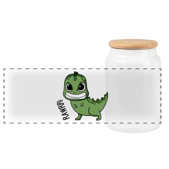 Baby Dinosaurier wütend Geschenk - Panorama Keksdose mit Holzdeckel - Weiß - Vorne