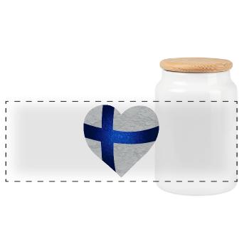 Cool finnish flag / Blue Cross Flag - Panorama Keksdose mit Holzdeckel - Weiß - Vorne