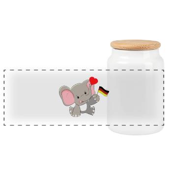 Deutscher Deutsch Fahne Länder Kinder Elefant - Panorama Keksdose mit Holzdeckel - Weiß - Vorne
