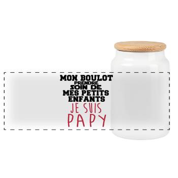 je suis papy - Boîte à biscuits avec couvercle en bois - blanc - Devant