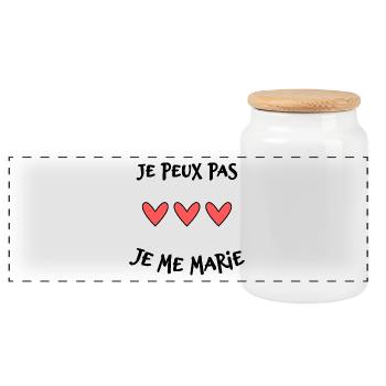 JE PEUX PAS. JE ME MARIE. JUST MARRIED. VIVE LES M - Boîte à biscuits avec couvercle en bois - blanc - Devant