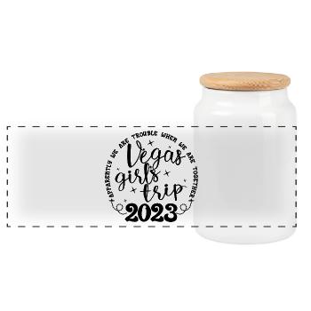 Vegas Girls Trip 2023 - Girls Trip Weekend Party - Panoramic Cookie Jar with Wooden Lid - white - Front