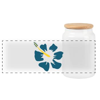 Hibiscus. blue hibiscus flower - Panoramic Cookie Jar with Wooden Lid - white - Front