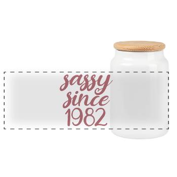 Frech seit 1982 Lustiger 40. Geburtstag Männer & Frauen - Panorama Keksdose mit Holzdeckel - Weiß - Vorne