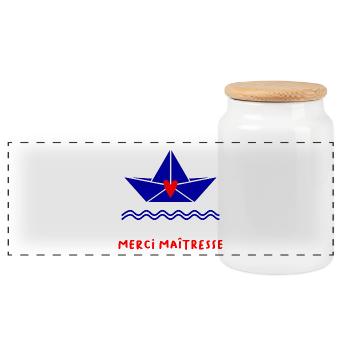 MAÎTRESSE. MERCI. MERCI MAÎTRESSE - Boîte à biscuits avec couvercle en bois - blanc - Devant