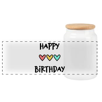 ALLES GUTE ZUM GEBURTSTAG. ALLES GUTE ZUM GEBURTSTAG. JAHRESTAG. - Panorama Keksdose mit Holzdeckel - Weiß - Vorne