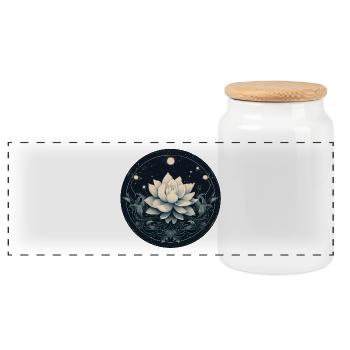 Fleur de lotus - Boîte à biscuits avec couvercle en bois - blanc - Devant