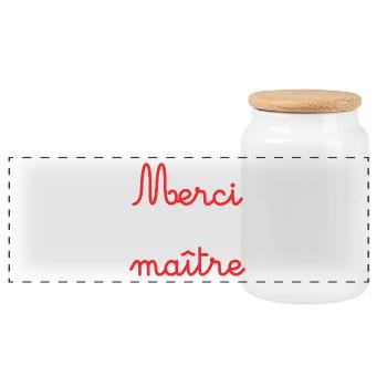 MERCI. ANNIVERSAIRE. NAISSANCE. RETRAITE. MERCI - Boîte à biscuits avec couvercle en bois - blanc - Devant