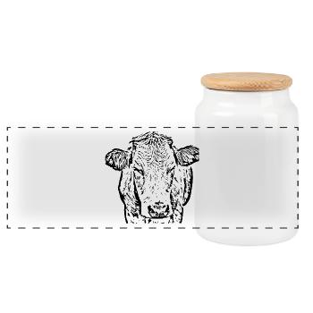 Vache Tête de Vache Noire Fermiers de cadeaux - Boîte à biscuits avec couvercle en bois - blanc - Devant