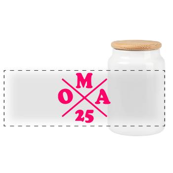 Oma 2025 - Panorama Keksdose mit Holzdeckel - Weiß - Vorne
