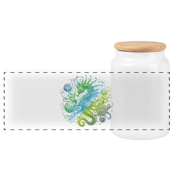 Sea horse - Panoramic Cookie Jar with Wooden Lid - white - Front