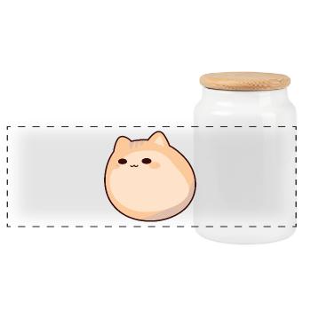 Blobby Cat - Cute Cat Pet Comic - Panoramic Cookie Jar with Wooden Lid - white - Front