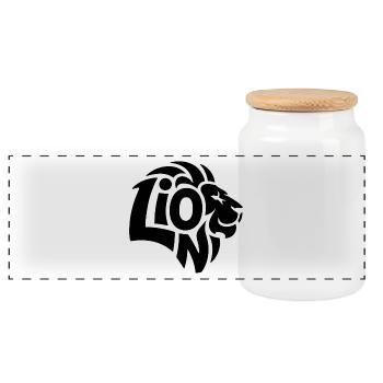 Lion - Cool Lion Logo - Boîte à biscuits avec couvercle en bois - blanc - Devant