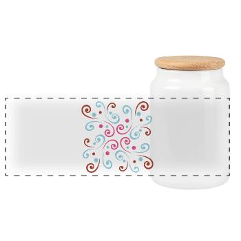 Abstraktes wellenförmiges Design von Cean - Panorama Keksdose mit Holzdeckel - Weiß - Vorne