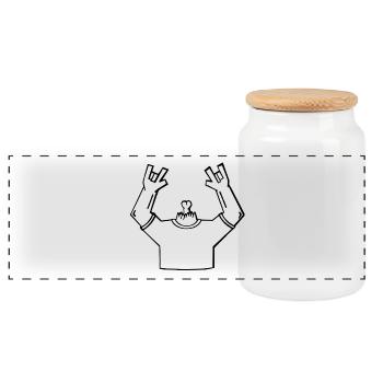 Headless Geschenk Geschenkidee - Panorama Keksdose mit Holzdeckel - Weiß - Vorne