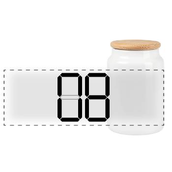 NUMMER 08 Null Acht Geburtstag Geschenk Digital - Panorama Keksdose mit Holzdeckel - Weiß - Vorne