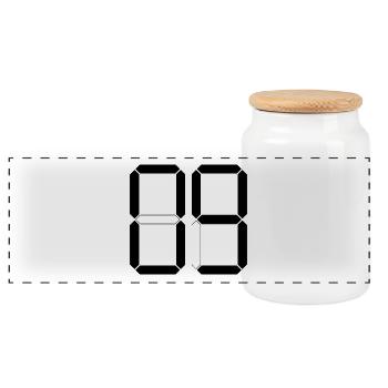 NUMBER 09 Zero Nine Birthday Gift Digital - Panoramic Cookie Jar with Wooden Lid - white - Front