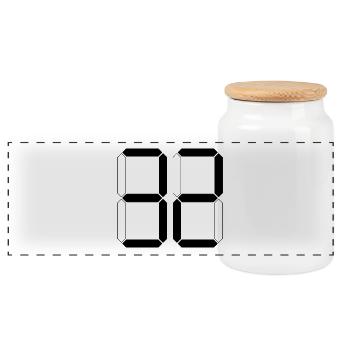 NUMBER 32 Thirty-Two Gift Digital - Panoramic Cookie Jar with Wooden Lid - white - Front