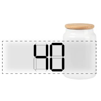 NUMMER 40 Vierzig Geburtstag Geschenk Digital - Panorama Keksdose mit Holzdeckel - Weiß - Vorne