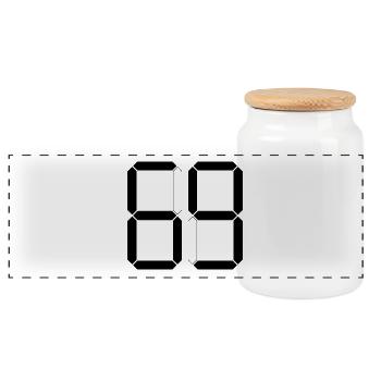 NUMMER 69 Neunundsechzig Geschenk Digital - Panorama Keksdose mit Holzdeckel - Weiß - Vorne