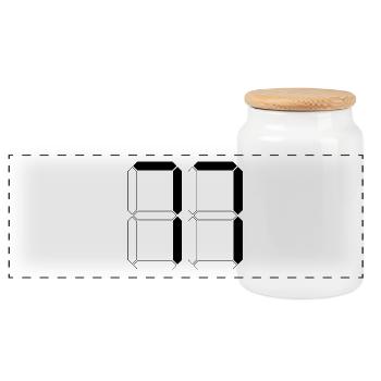 NUMBER 77 Seventy-Seven Gift Digital - Panoramic Cookie Jar with Wooden Lid - white - Front