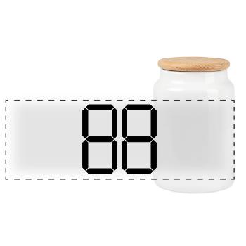 NUMBER 88 Eighty-Eight Gift Digital - Panoramic Cookie Jar with Wooden Lid - white - Front