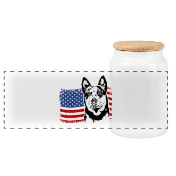 Australien Boeud Chien US Amérique Drapeau Wilsigns - Boîte à biscuits avec couvercle en bois - blanc - Devant