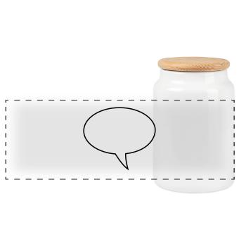 Speech bubble design right - Panoramic Cookie Jar with Wooden Lid - white - Front