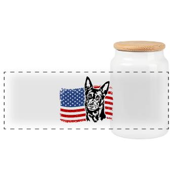 Kelpie australien Drapeau de l’Amérique des États-Unis Wilsigns - Boîte à biscuits avec couvercle en bois - blanc - Devant