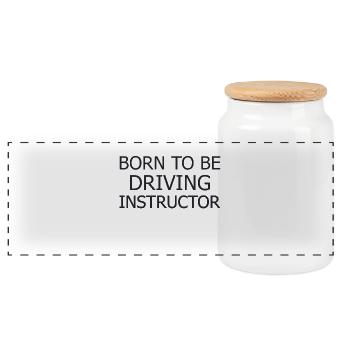 Driving Instructor Born To Be Drive Tutor - Panoramic Cookie Jar with Wooden Lid - white - Front