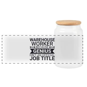 Warehouse Worker Genius - Panorama Keksdose mit Holzdeckel - Weiß - Vorne