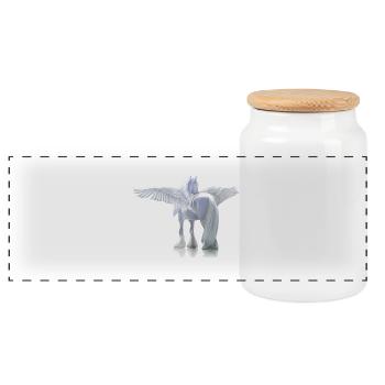 Pegasus - Panoramic Cookie Jar with Wooden Lid - white - Front