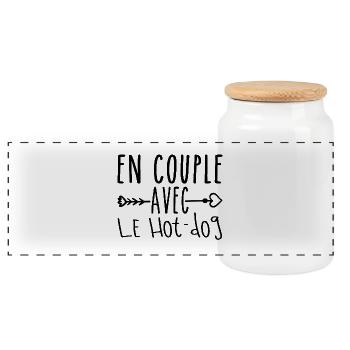 En Couple avec Hot-dog, cadeau Fans de Hot-dog - Boîte à biscuits avec couvercle en bois - blanc - Devant