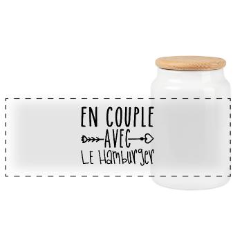 En Couple avec Hamburger, cadeau Fans de Hamburger - Boîte à biscuits avec couvercle en bois - blanc - Devant