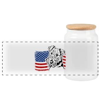 Airedale Terrier US Amerika Fahne Wilsigns - Panorama Keksdose mit Holzdeckel - Weiß - Vorne