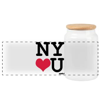 New York loves you - couleurs personnalisables - Boîte à biscuits avec couvercle en bois - blanc - Devant