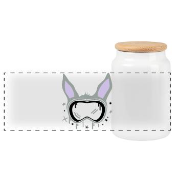 Ski Bunny - Panoramic Cookie Jar with Wooden Lid - white - Front