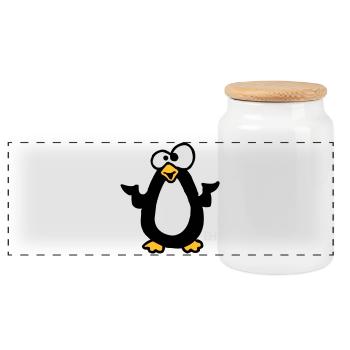 Cute Penguin Illustration for Apparel - Panoramic Cookie Jar with Wooden Lid - white - Front