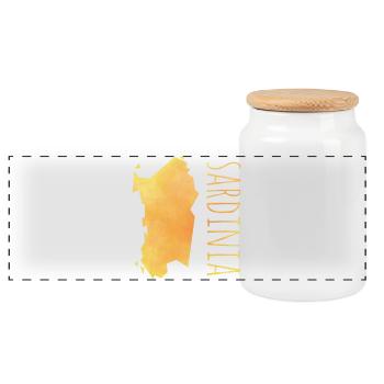 sardinia - Panoramic Cookie Jar with Wooden Lid - white - Front