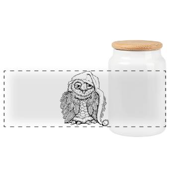 sleepy owl - Boîte à biscuits avec couvercle en bois - blanc - Devant