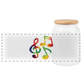 Notes de musique colorées - Boîte à biscuits avec couvercle en bois - blanc - Devant