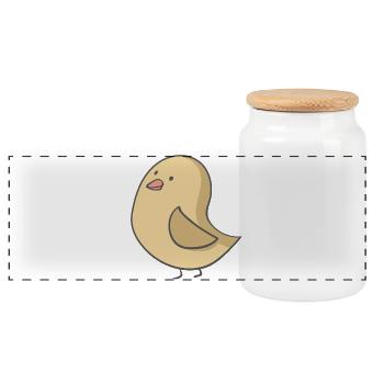 bird - Panoramic Cookie Jar with Wooden Lid - white - Front