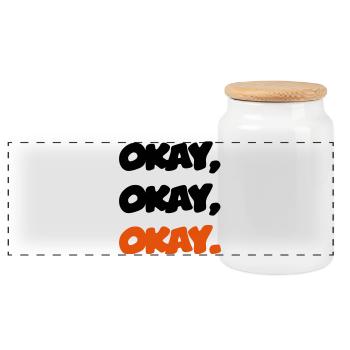 Ok - Panoramic Cookie Jar with Wooden Lid - white - Front