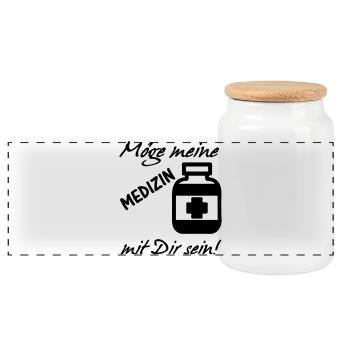 Meine Medizin Gesundheit, Arzt, Sprüche,Geschenk - Panorama Keksdose mit Holzdeckel - Weiß - Vorne