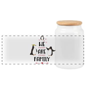 family - Panoramic Cookie Jar with Wooden Lid - white - Front
