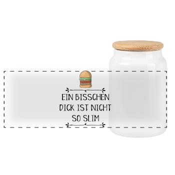 lustige Sprüche - Panorama Keksdose mit Holzdeckel - Weiß - Vorne