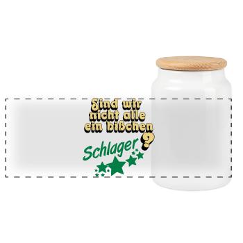 Schlager Party , Schlager Musik , Schlager Spaß - Panorama Keksdose mit Holzdeckel - Weiß - Vorne