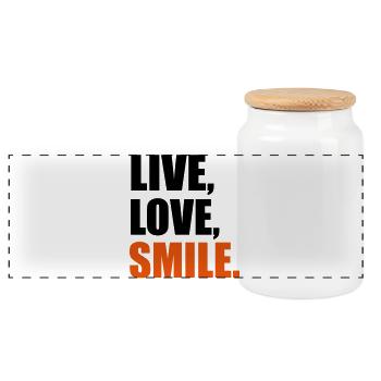 2541614 14134902 smile - Boîte à biscuits avec couvercle en bois - blanc - Devant