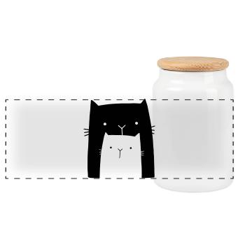Katzen Katze Familie Geschenk Mama Kind - Panorama Keksdose mit Holzdeckel - Weiß - Vorne