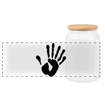 Alien Hand | Ausserirdische Hand | Hi | Hier | - Boîte à biscuits avec couvercle en bois - blanc - Devant